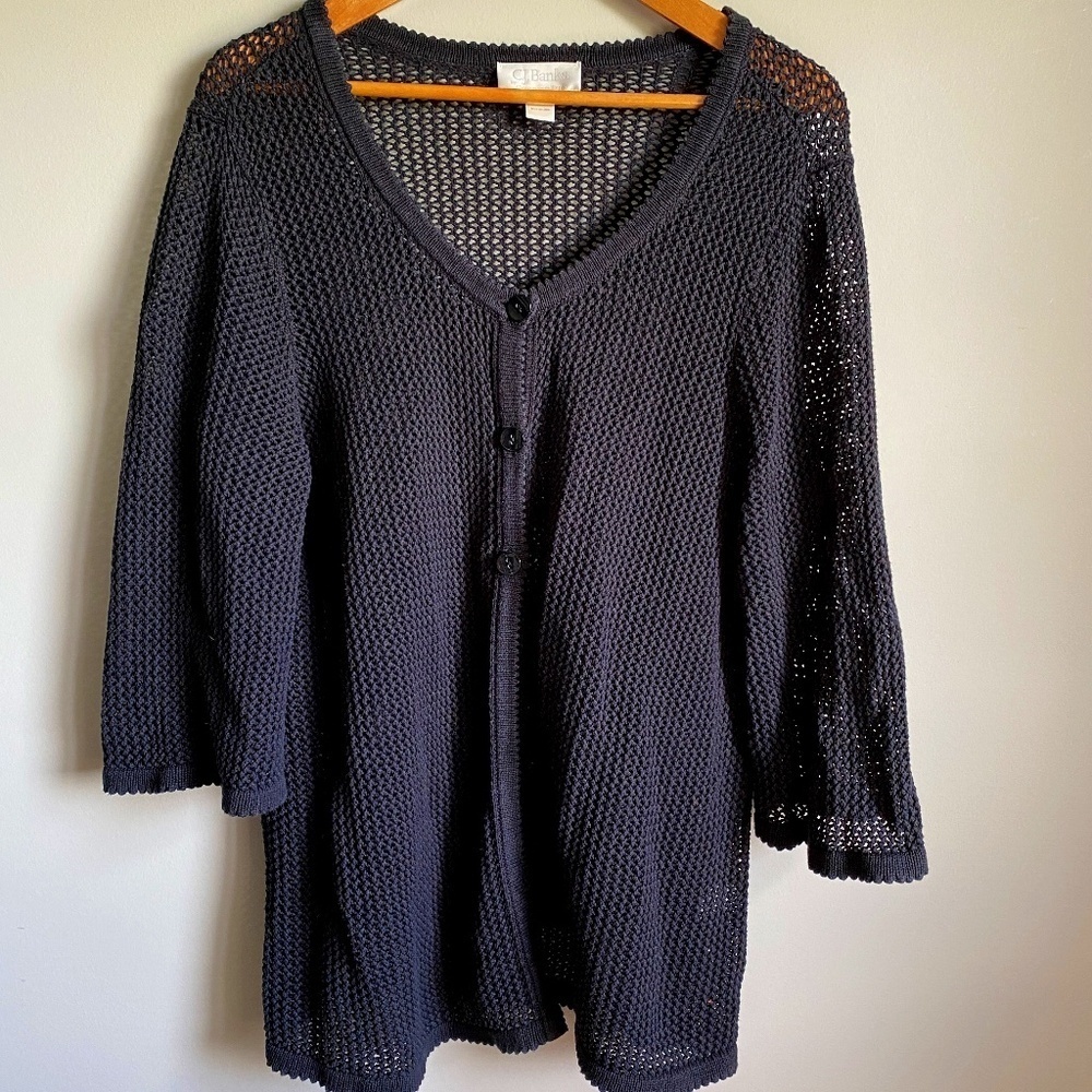 C.J.‎ Banks by Christopher & Banks 3/4 Sleeve Open Knit Cardigan Top Size 2X